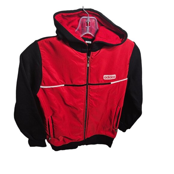 Adidas Kids Red & Black Zip-Up Hoodie Jacket - Picture 1 of 5